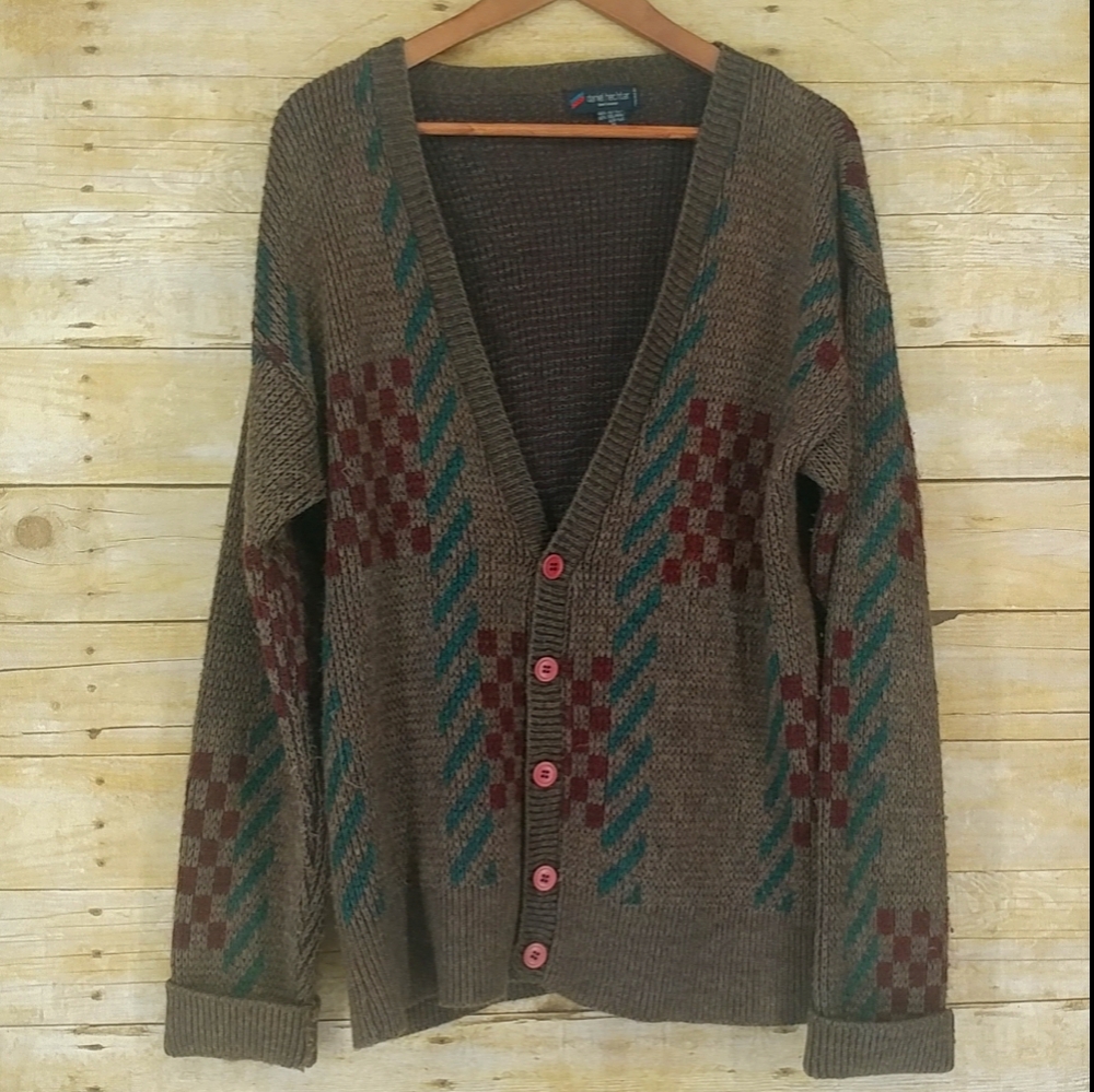 Men's Oversize Vintage Button Front Cardigan